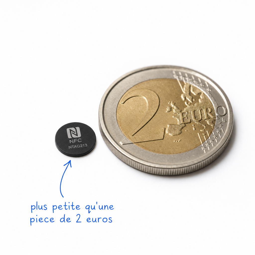 La puce NFC, plus petite qu'une pièce de 2 €